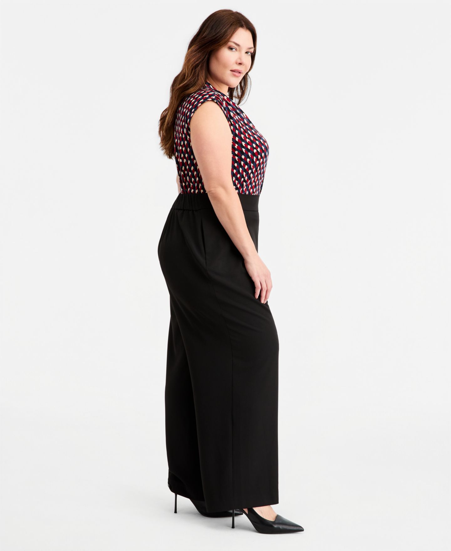 Женские брюки Anne Klein Plus Size Pleat-Front Wide Leg, цвет: Чёрный — фото 3