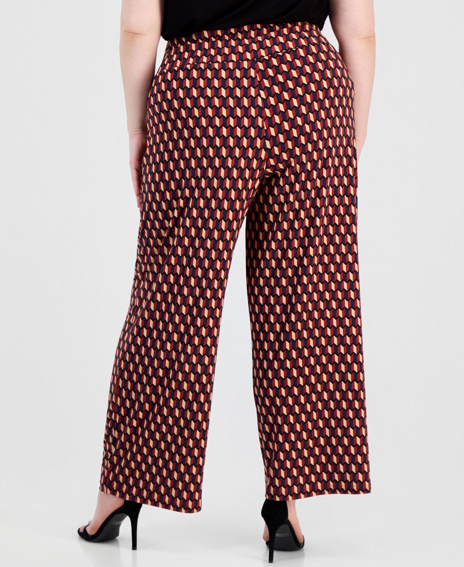 Plus Size Pull-On High-Rise Wide-Leg Pants