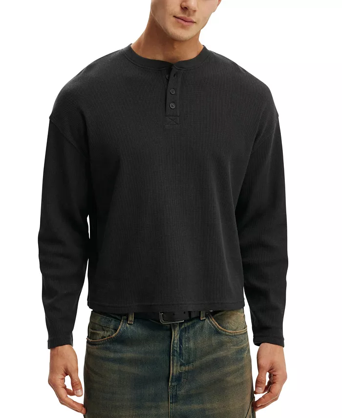Men's Modern-Fit Textured Henley T-Shirt