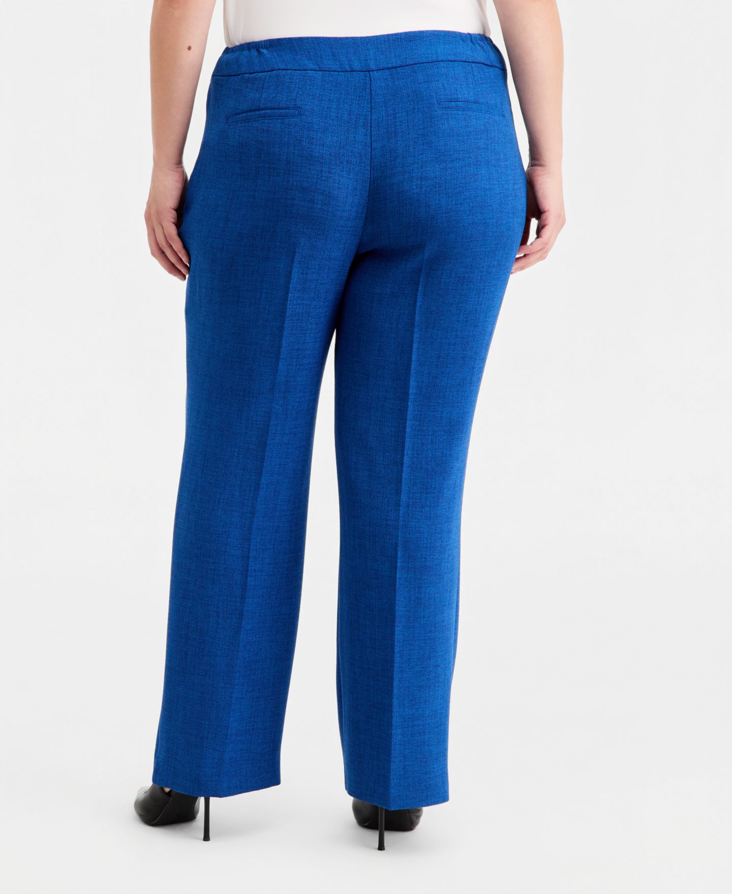 Женские брюки Kasper Plus Size L-Pocket Straight, цвет: Синий ночной меланжевый — фото 4