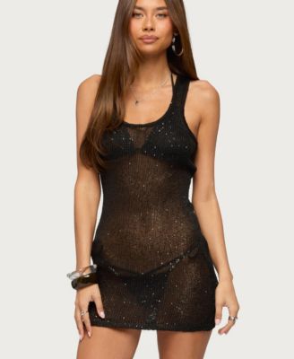 Women's Xayah Sequin Sheer Knit Mini Dress