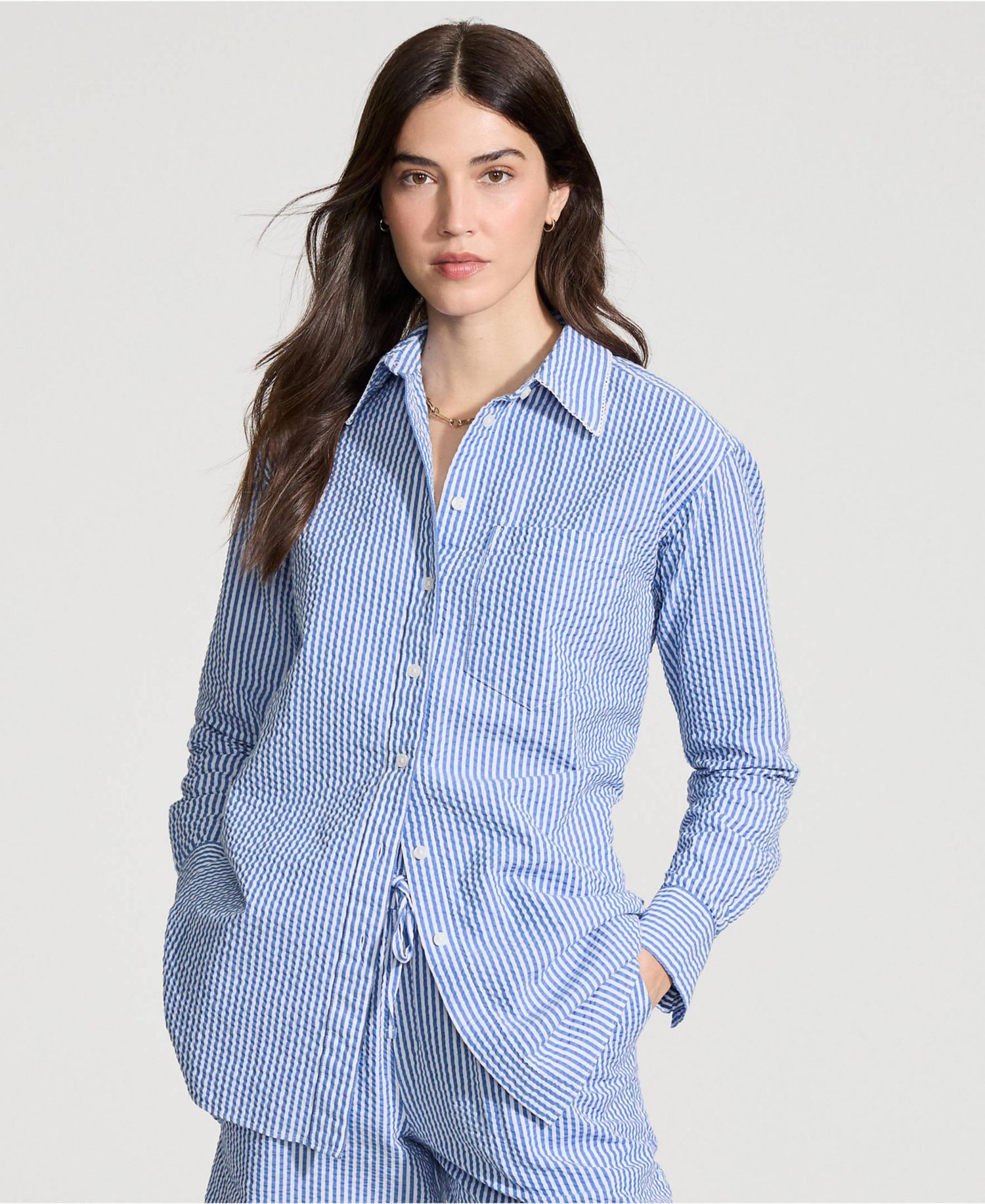 Women's Oversized Seersucker Shirt