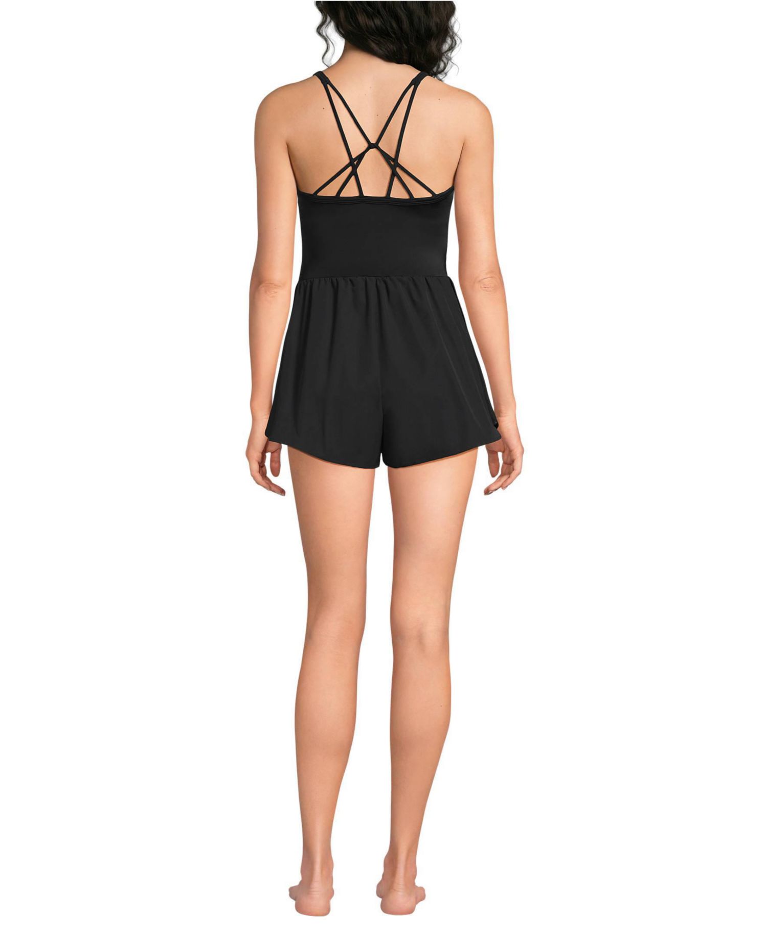 Women's Tugless V-Neck Strappy X-Back Swim Romper
