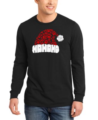 Men's Santa Hat Paw Print Word Art Long-Sleeve T-Shirt