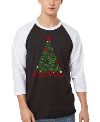 Men's Holiday Christmas Tree Word Art Raglan-Sleeve T-Shirt