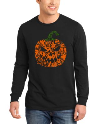 Men's Halloween Pumpkin Word Art Long-Sleeve T-Shirt