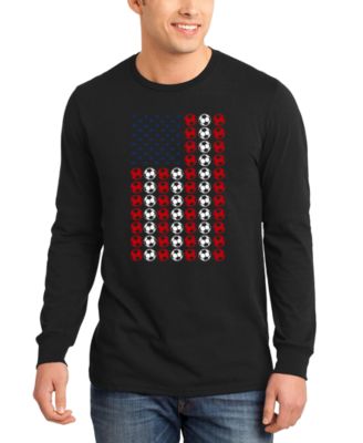 Men's American Flag Soccer Balls Word Art Long-Sleeve T-Shirt