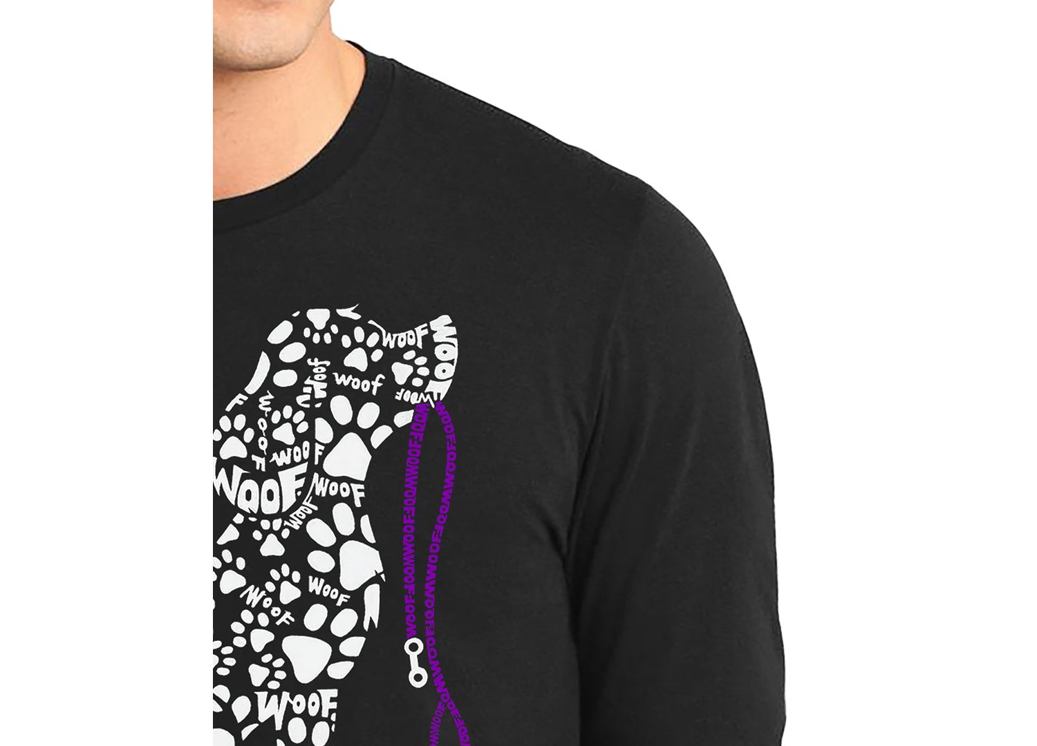 Men's Dog Leash Word Art Long-Sleeve T-Shirt