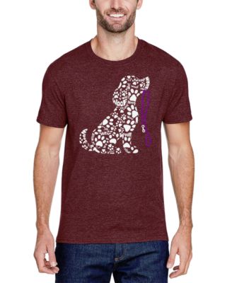 Men's Dog Leash Word Art Cotton and Polyester Blend T-Shirt