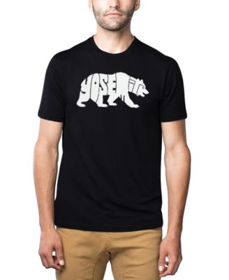 Men's Yosemite Bear Word Art Cotton and Polyester Blend T-Shirt