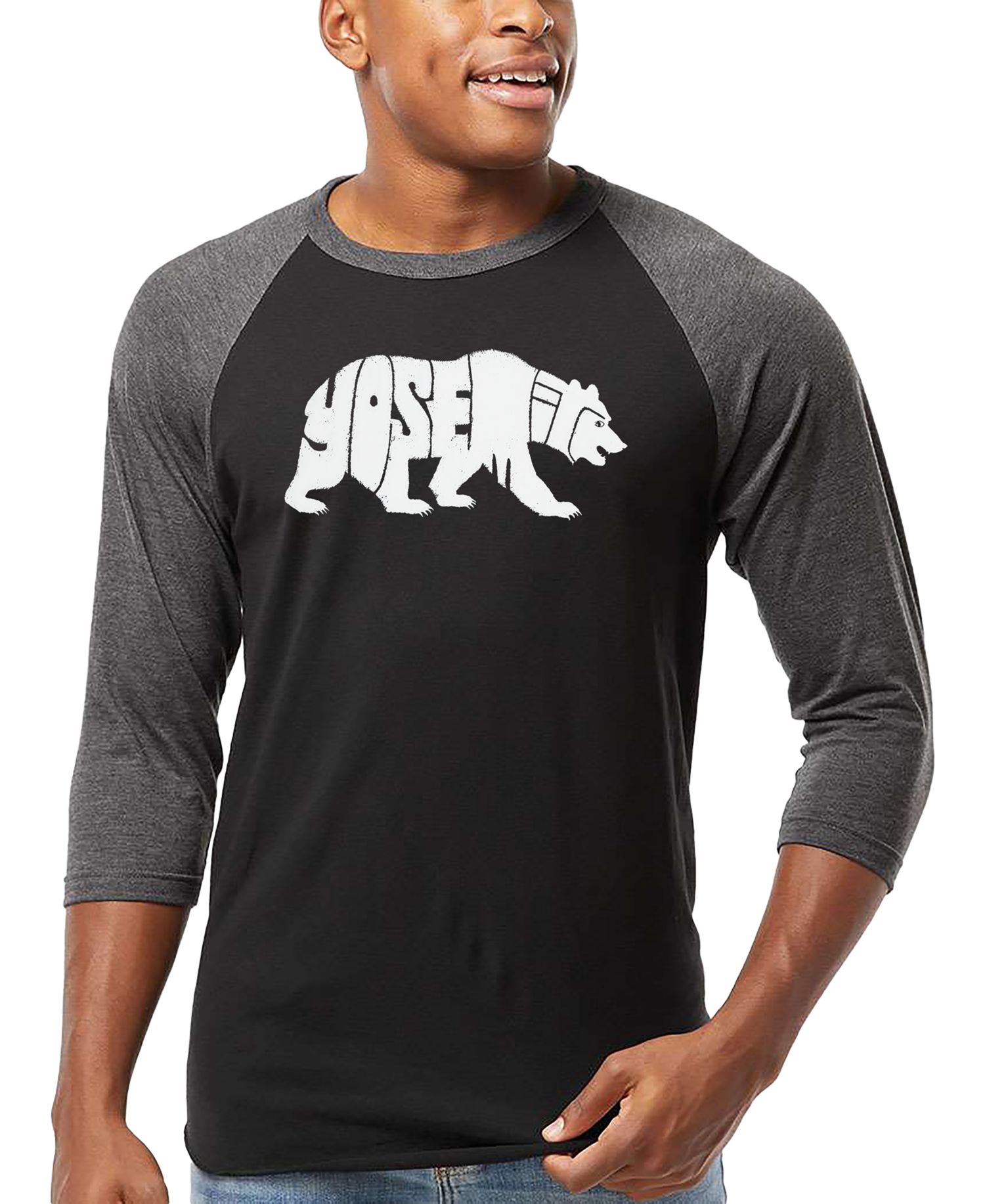 Men's Yosemite Bear Word Art Raglan-Sleeve T-Shirt