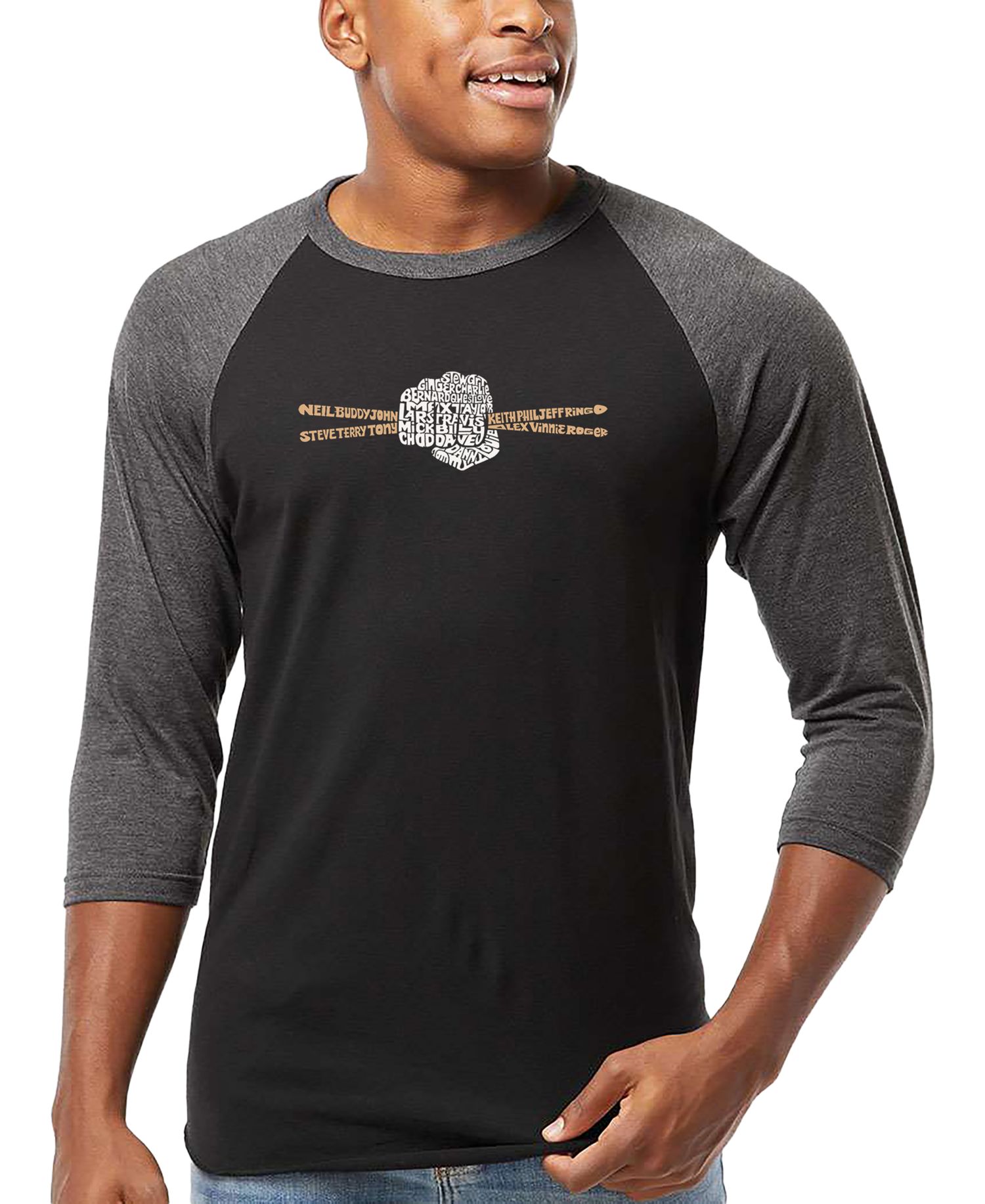 Men's Drumsticks Word Art Raglan-Sleeve T-Shirt