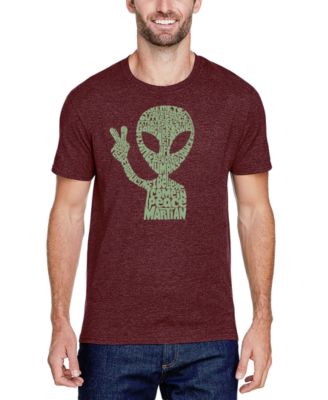 Men's Alien Extraterrestrial Word Art Cotton and Polyester Blend T-Shirt