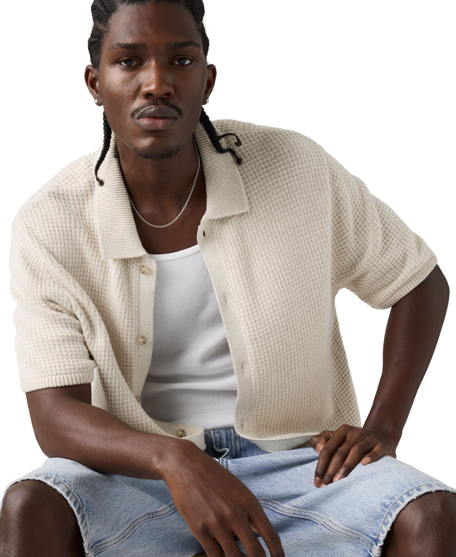 Men's Premium Short-Sleeve Knit Camp Shirt