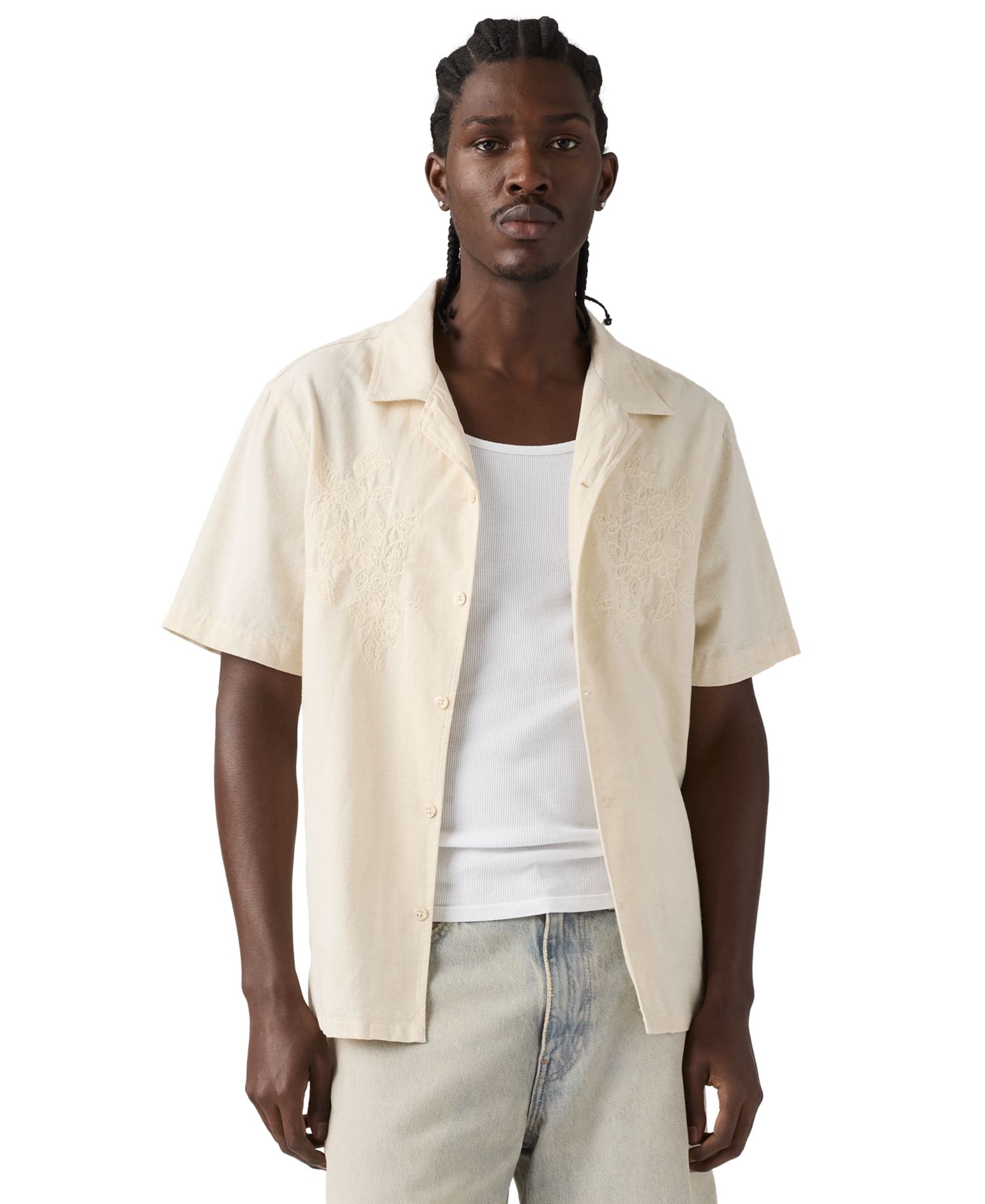 Premium Men's Short-Sleeve Camp Collar Shirt