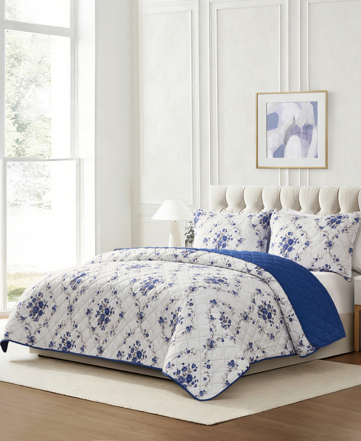 Chelsea Loft Pinsonic Floral Reversible 3-Pc. Quilt Set