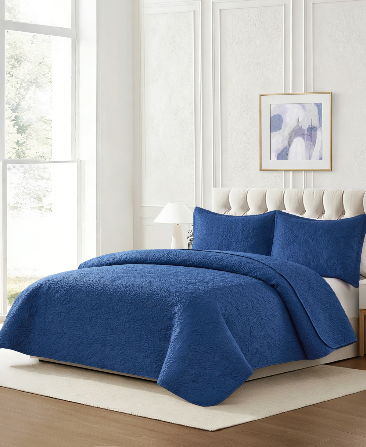 Chelsea Loft Pinsonic Floral Embossed -Pc. Quilt Set