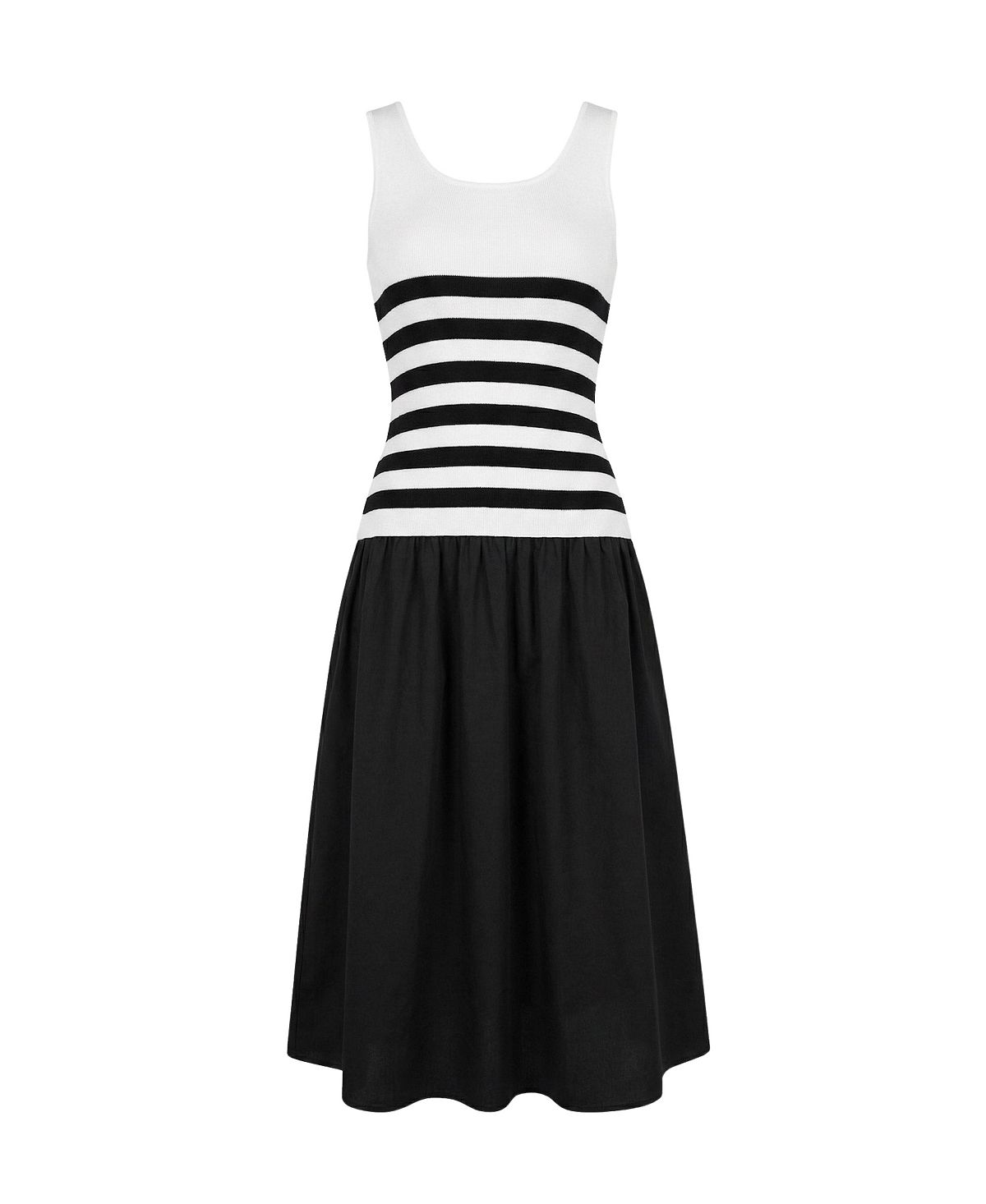 Modenaire Women's Striped Knit Contrast Skirt Midi Dress view 7 — MAYCSS fashion products