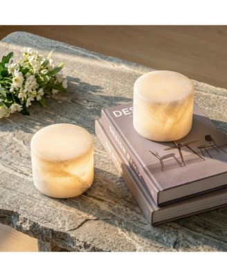 Rhea Portable Solid Alabaster Mini LED Table Lamp