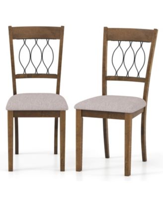 Set of 2 Dining Chairs with Cushioned Upholstered Seat
