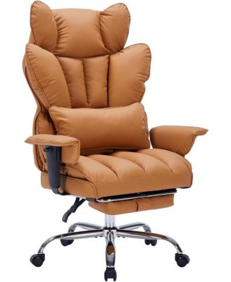 400 lb Big and Tall Leather Executive Office Chair with Footrest and Wide Seat