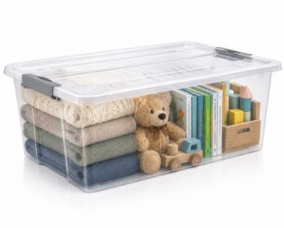 Clear Plastic 40qt Underbed Storage Containers with Wheels, Snap Lock Lids and Handles