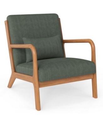 Accent Lounge Chair Corduroy Fabric with Lumbar Pillow Support