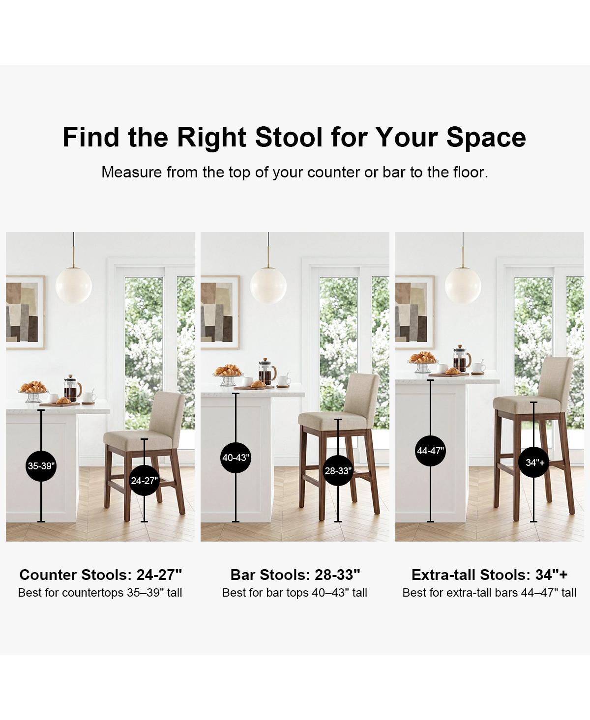 Maison Boucle 24" Upholstered Counter Height Stools Set of 6, Kitchen Counter