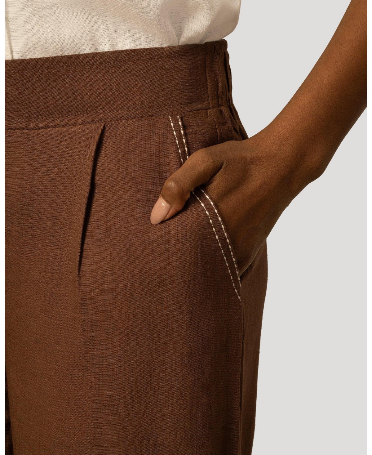 Cable & Gauge Women's and Linen Blend Pull On Crop Pant