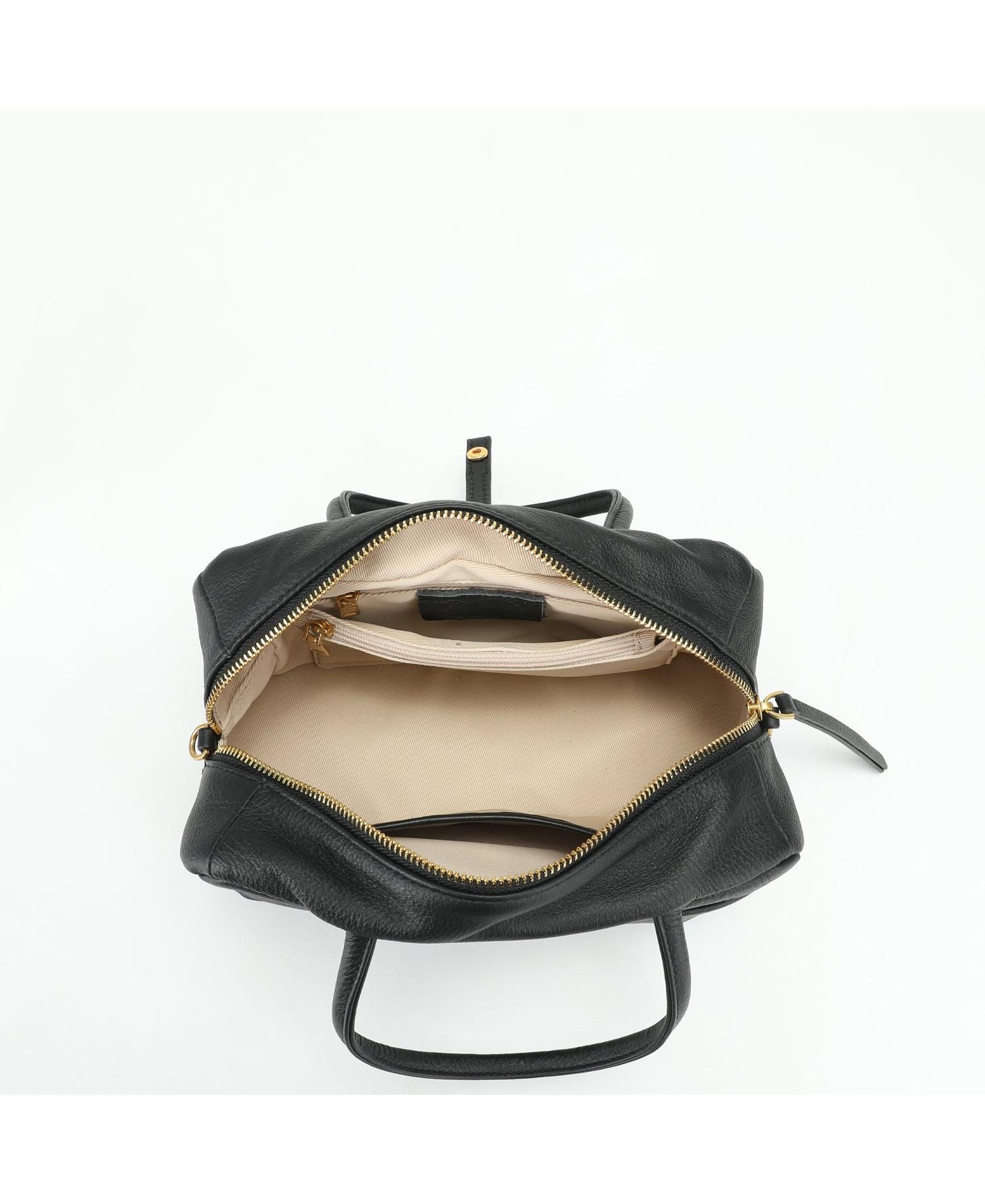 Madison Soft Pebbled Leather Mini Top Handle Satchel Crossbody Bag Small Structured Camera Handbag