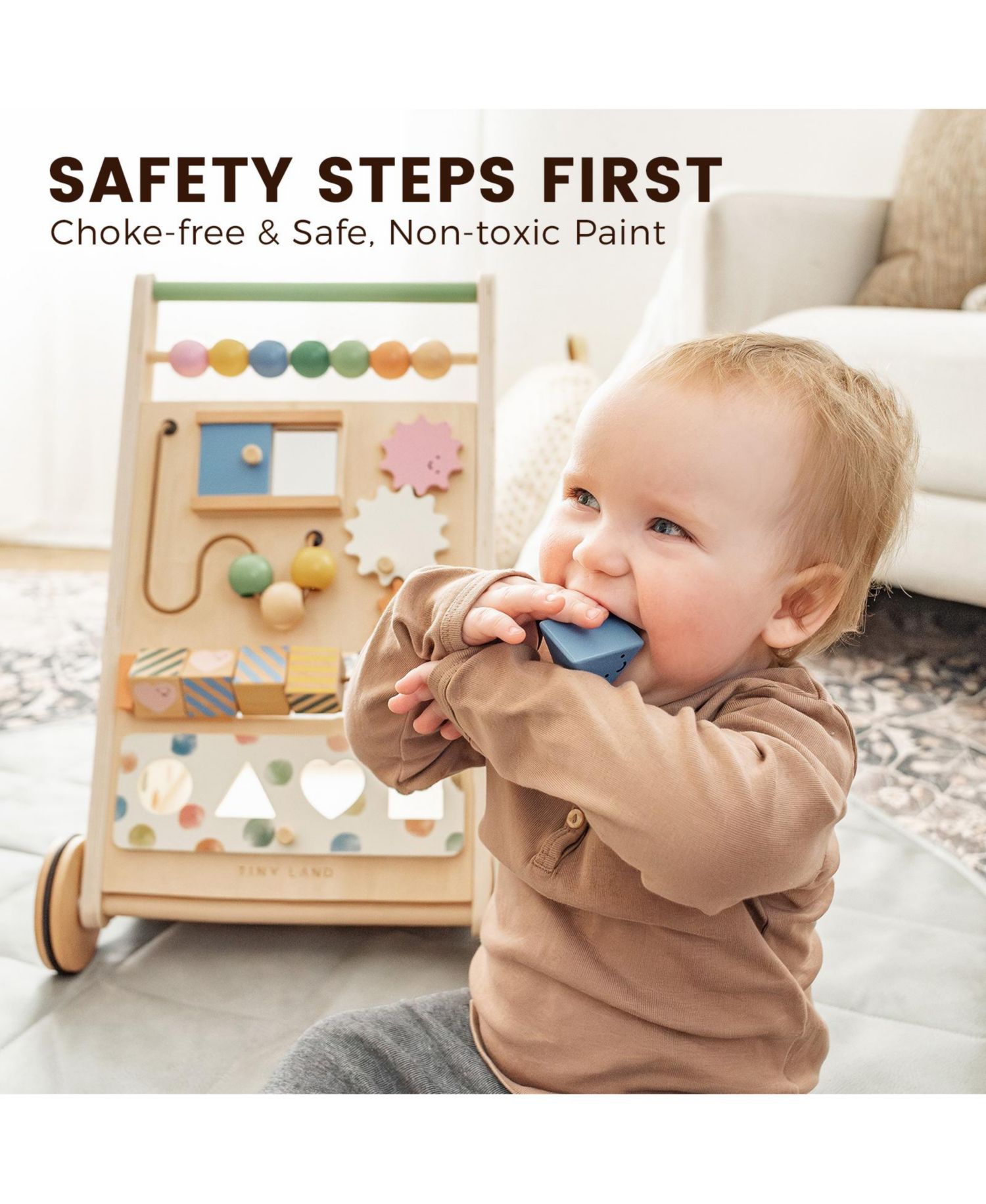 Versatile Montessori-Inspired Wooden Baby Walker Activity Center