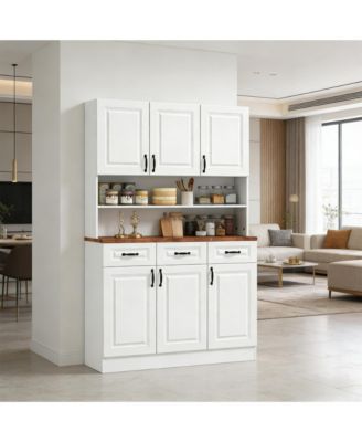 70.75" Pantry Storage Cabinet - Kitchen Cupboard with 6 Cabinets 3 Drawers Adjustable Shelves