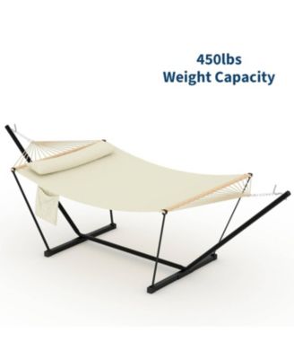 Heavy Duty Portable Double Hammock with Stand for Outdoor Patio, Garden, Beach, Backyard