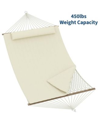 2 in 1 Outdoor Hammock with Cotton Rope and Polyester Pad for Patio, Backyard, Garden, Beach