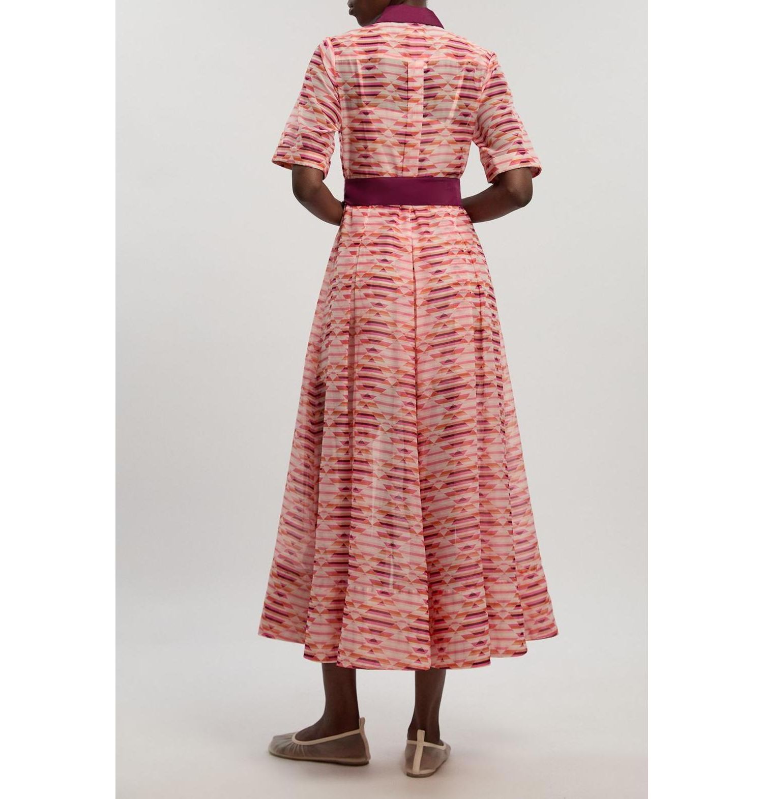 Women's Short Sleeve Midi Shirt Dress