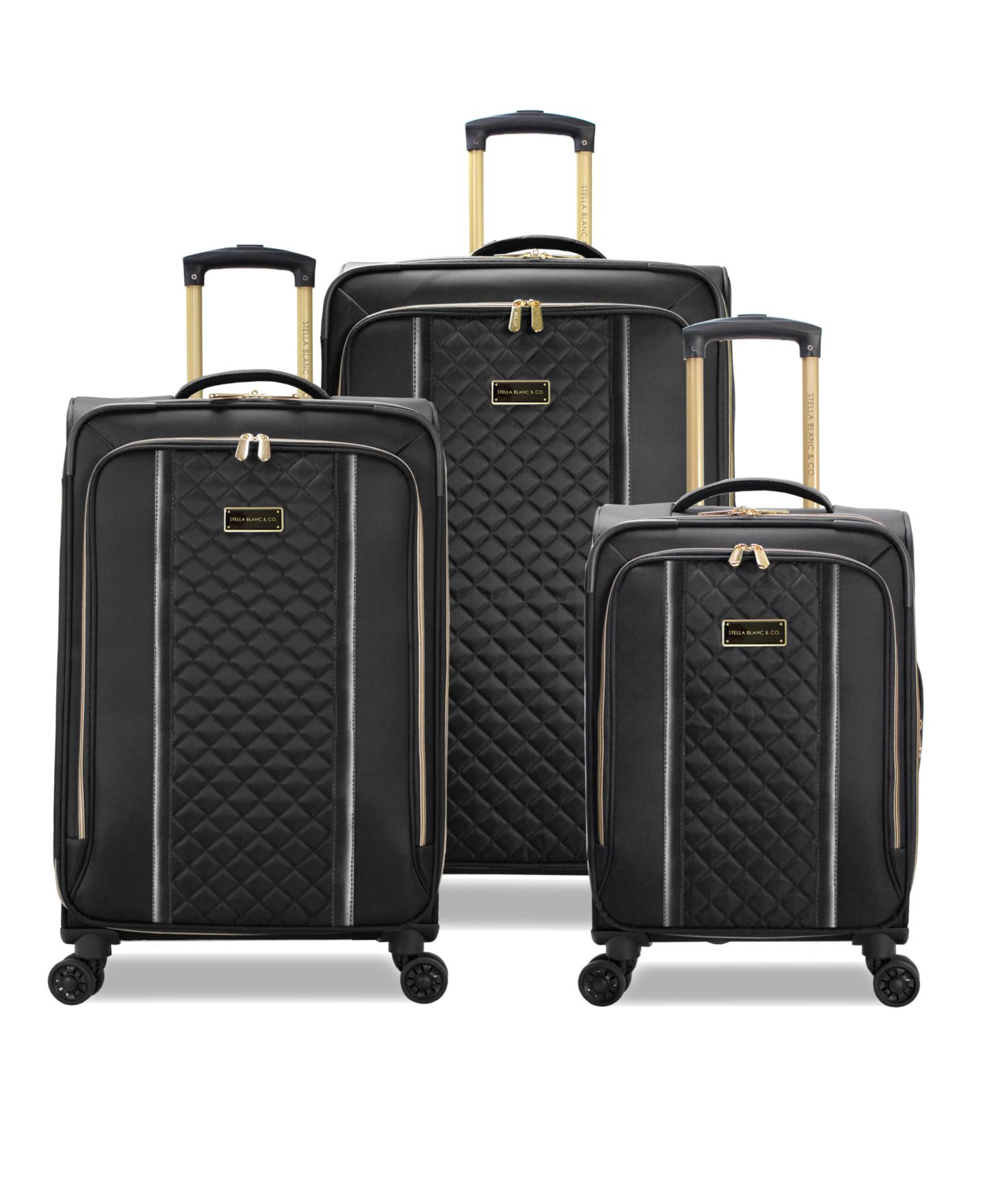 Чемоданы STELLA BLANC Sloane 3-Piece Softside Expandable Spinner Luggage Set, цвет: Чёрный — фото 2