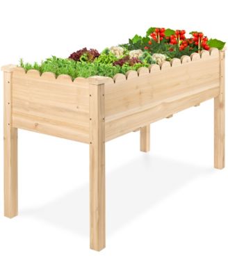  Raised Garden Bed, Elevated Wooden Planter for Yard Foot Caps, Liner