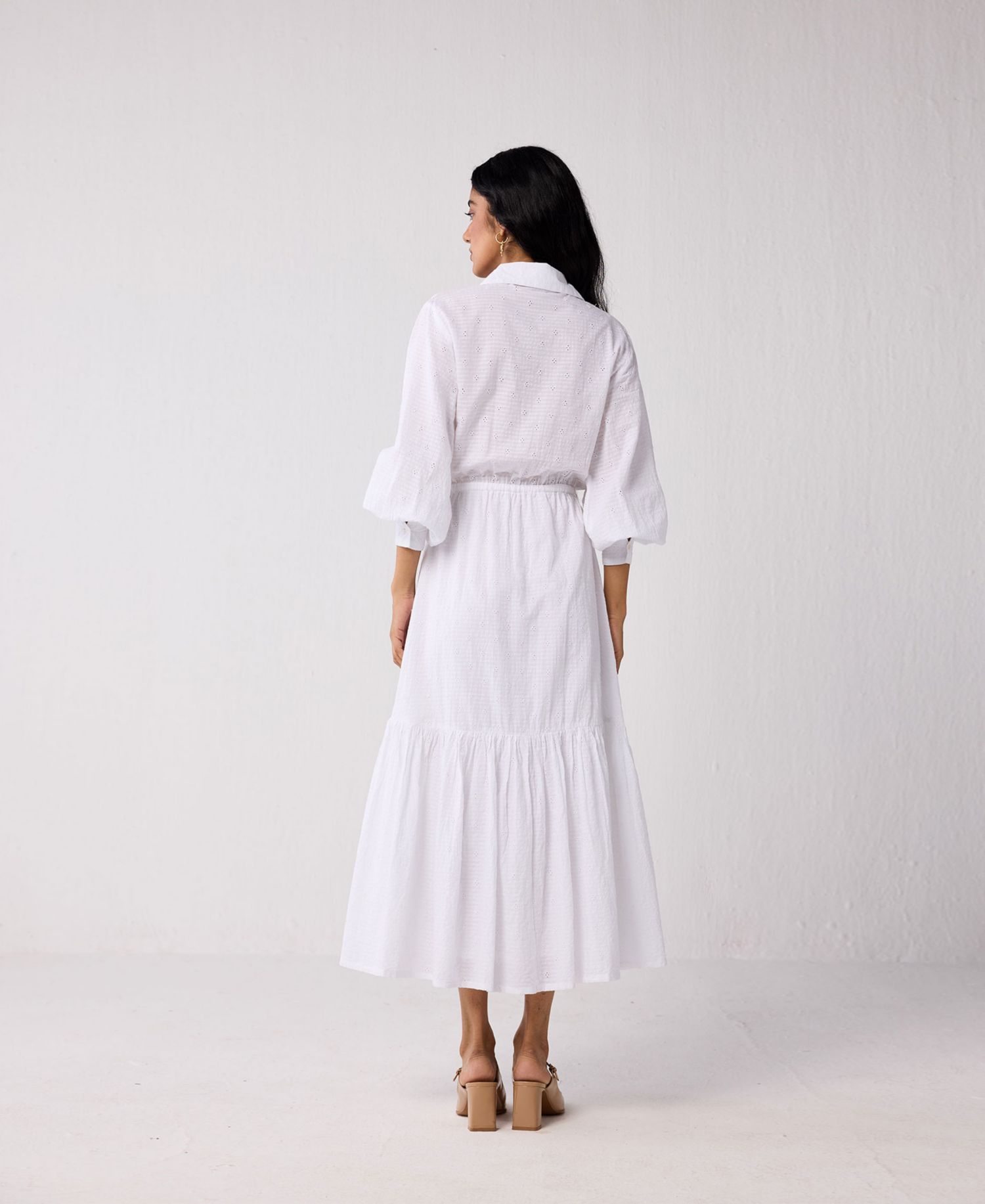 Women's Embroidered Flowy Tiered Maxi Dress