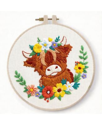 3 Pack Highland Cow Embroidery Kit Adults Beginners DIY Gift