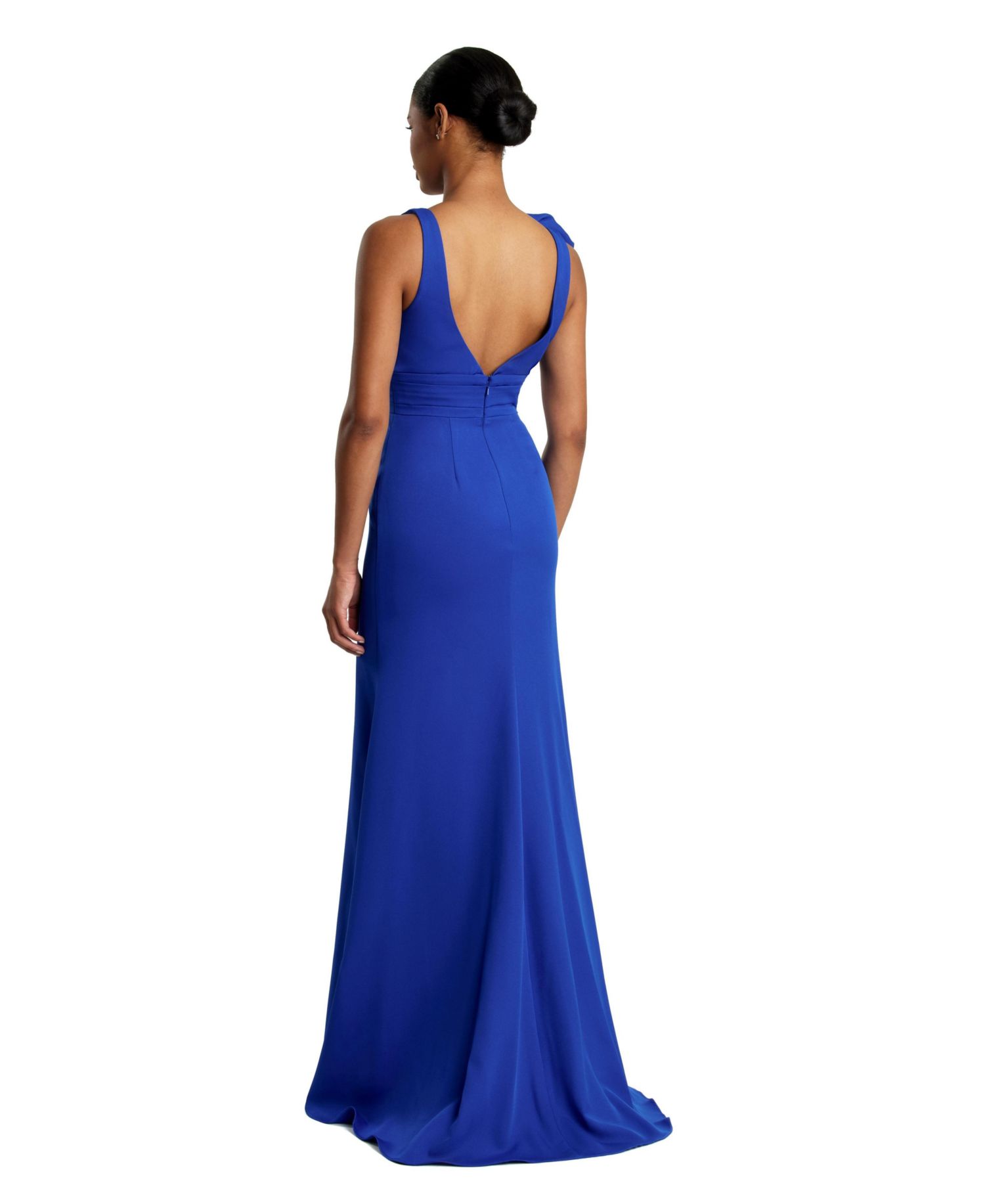 Women's Sleeveless V Neck Bow Detail Mermaid Gown