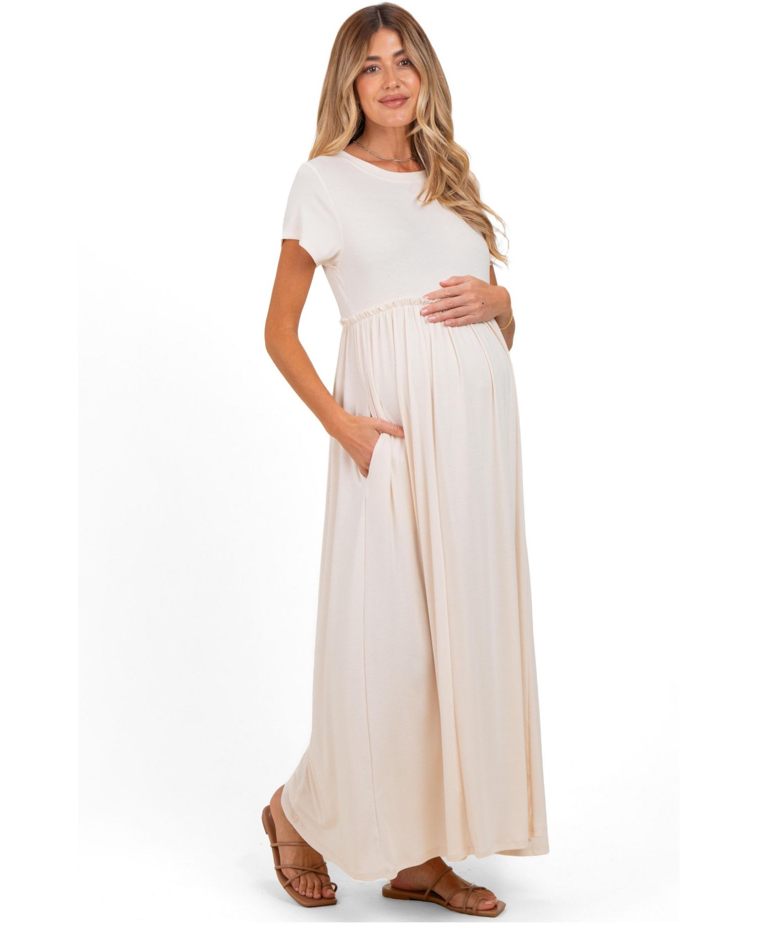 Women's Olive Ruffle Trim Maxi Dress