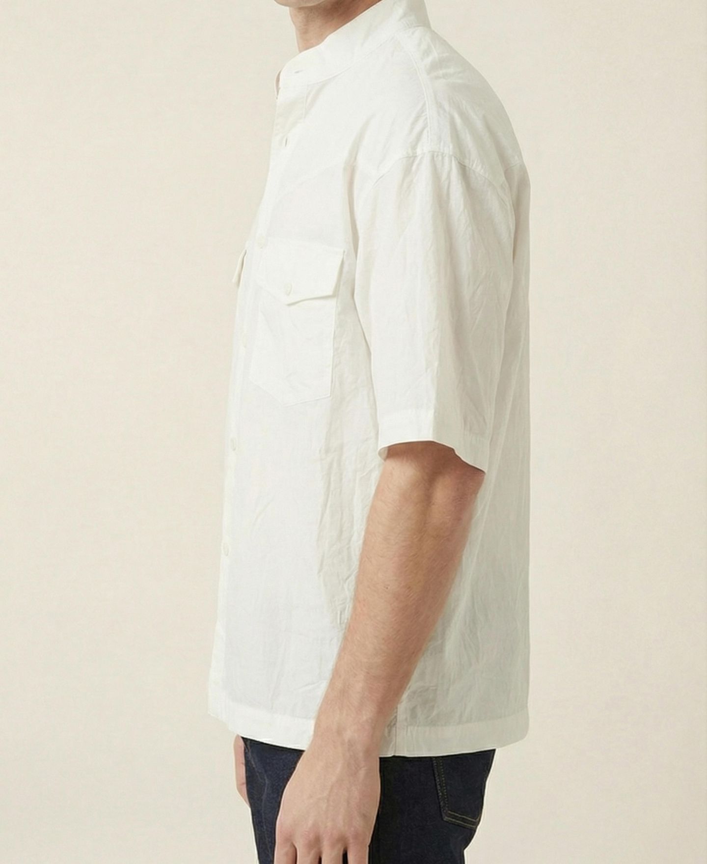 Мужская рубашка Modenaire Short Sleeve Stand-Collar Dual-Pocket, цвет: Белый — фото 5