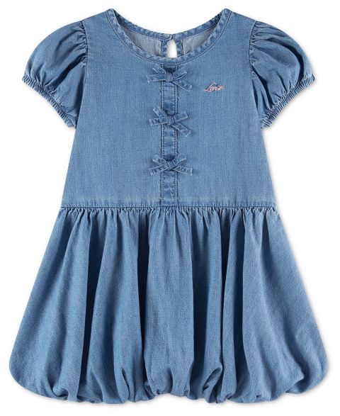 Платье Levi's Bubble Short-Sleeve Dress для девочек-малышей, цвет: Шамбре синий