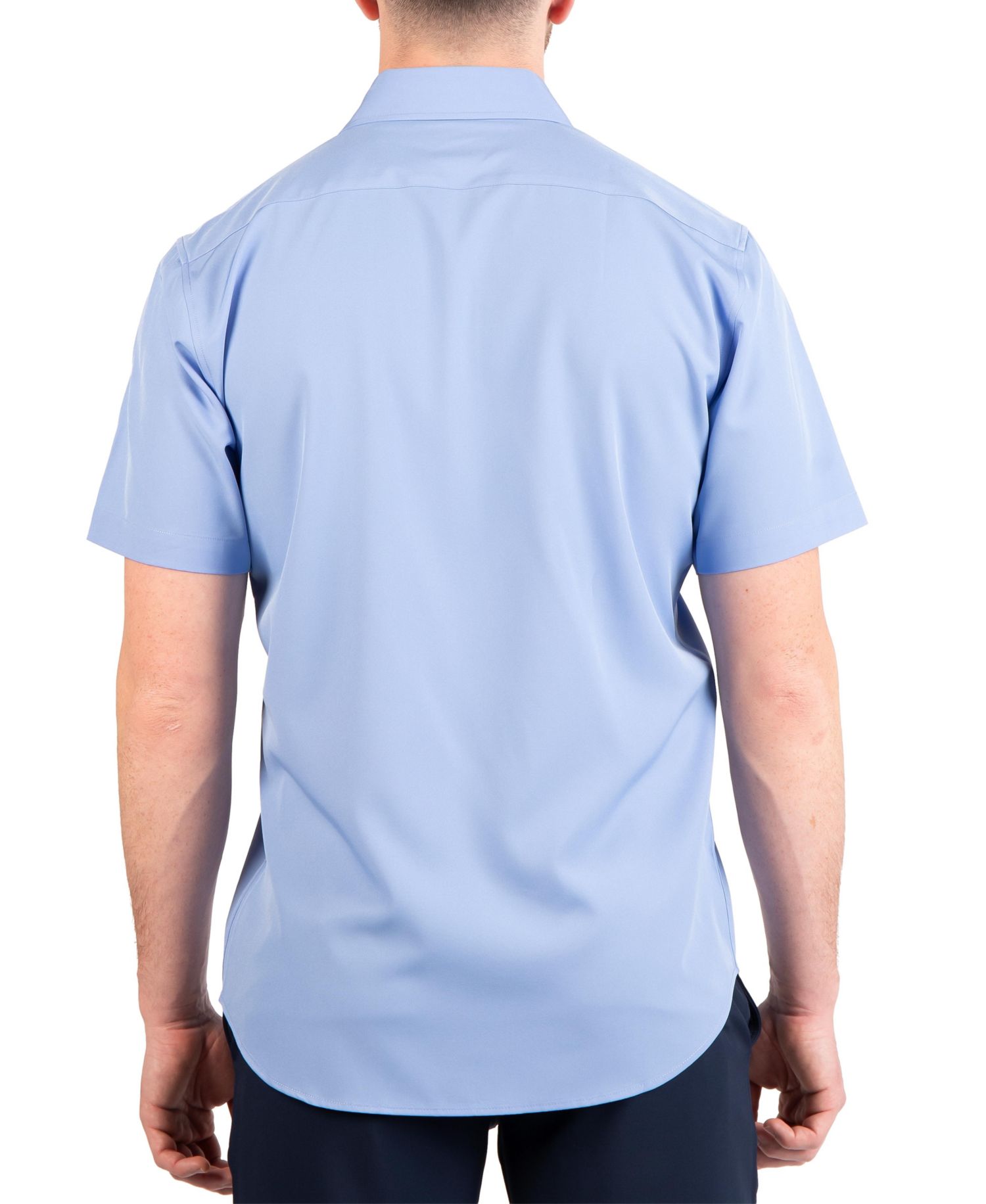 Mens Solid Performance Short Sleeve Shirt with Printed Trim