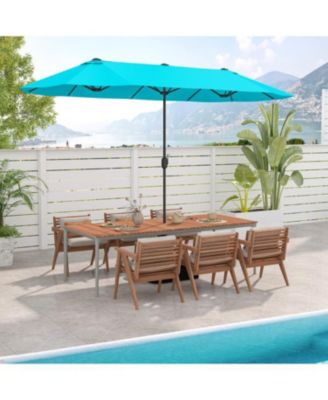 Double-Sided Patio Twin Table Umbrella with Crank Handle