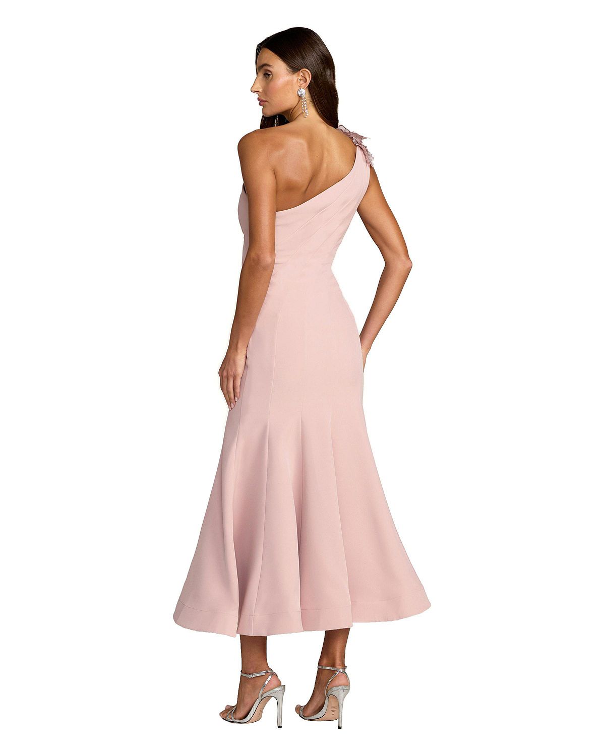 Mac Duggal Women's One Shoulder Crepe Trumpet Midi Dress view 2 — MAYCSS fashion products