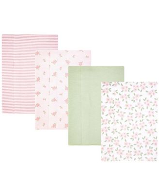 Girl Cotton Poly Flannel Burp Cloths 4-Pack, Sweet Little Floral, One Size