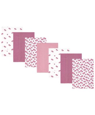 Girl Cotton Poly Flannel Burp Cloths 7-Pack, Wild Rose Floral, One Size
