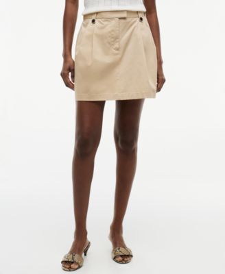 Women's Cotton Chino Pleated Mini Skirt