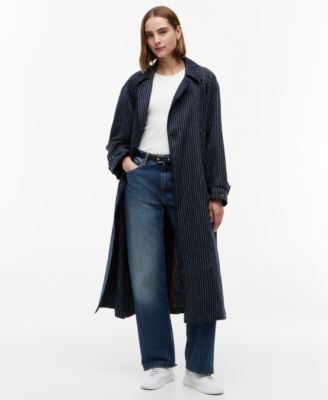 Women's Nautical Stripe Trench Coat